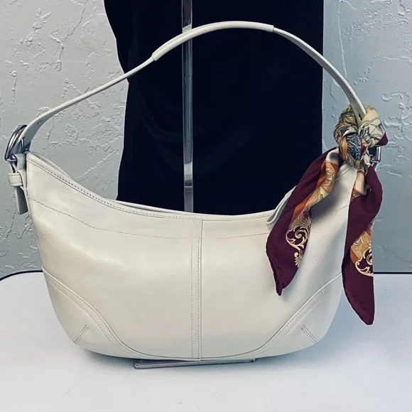 VINTAGE COACH SOHO CREAM/BEIGE HOBO LEATHER SHOULDER SHOULDER BAG  9464 - Picture 2 of 15